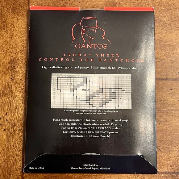 Gantos Pantyhose Lycra Sheer Control Top Size: Petite Color:  Taupe  C-4 - Picture 2 of 12